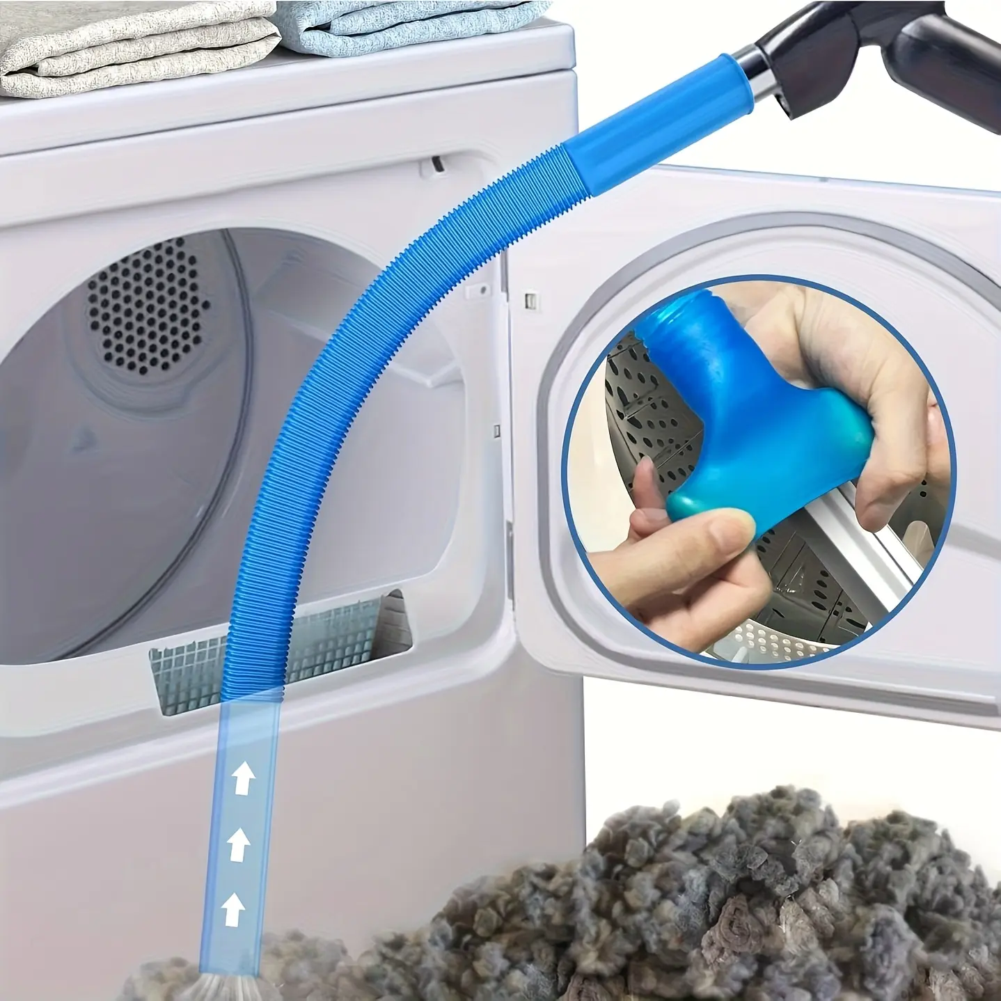 Flexible Dryer Vent Cleaner Hose with Elastic Connector, Fits Most Vacuums, Vacuum Accessory, Durable Plastic Portable Attachment for Laundry Vent Cleaning, Home Cleaning Tool, Lint Remover Hose, Dryer Vent Cleaner Tool