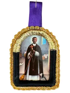 Blessed Peruvian Detente San Martín de Porres Religious Decor in 5 Sizes Handcrafted Fabric Artwork for Altar Home Car or Gift - Extra Small 1" x 1.5" - Ornaments