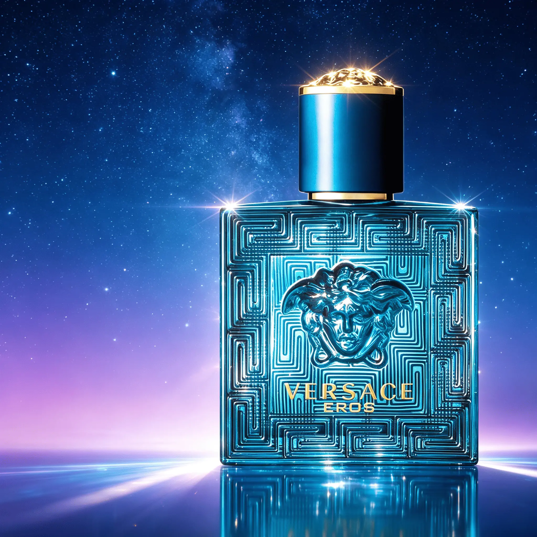 Versace Eros Men’s Cologne Eau de Toilette 3.4 fl oz, Woody Aromatic Fragrance Spray, Iconic Embossed Medusa Teal Bottle, Elegant Masculine Aroma, Fragrance for Social Gathering and Daily Wear, Packaged in Original Gift Box