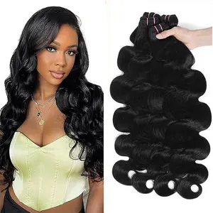 Estrella Hair 14A Body Wave Real Human Hair Raw Bundles, 4 Bundles, Double Drawn Ultra Thin Weft, Cuticle Aligned, Long-Lasting Professional Sew-In Extensions, Reusable and Durable（14~26 inch）