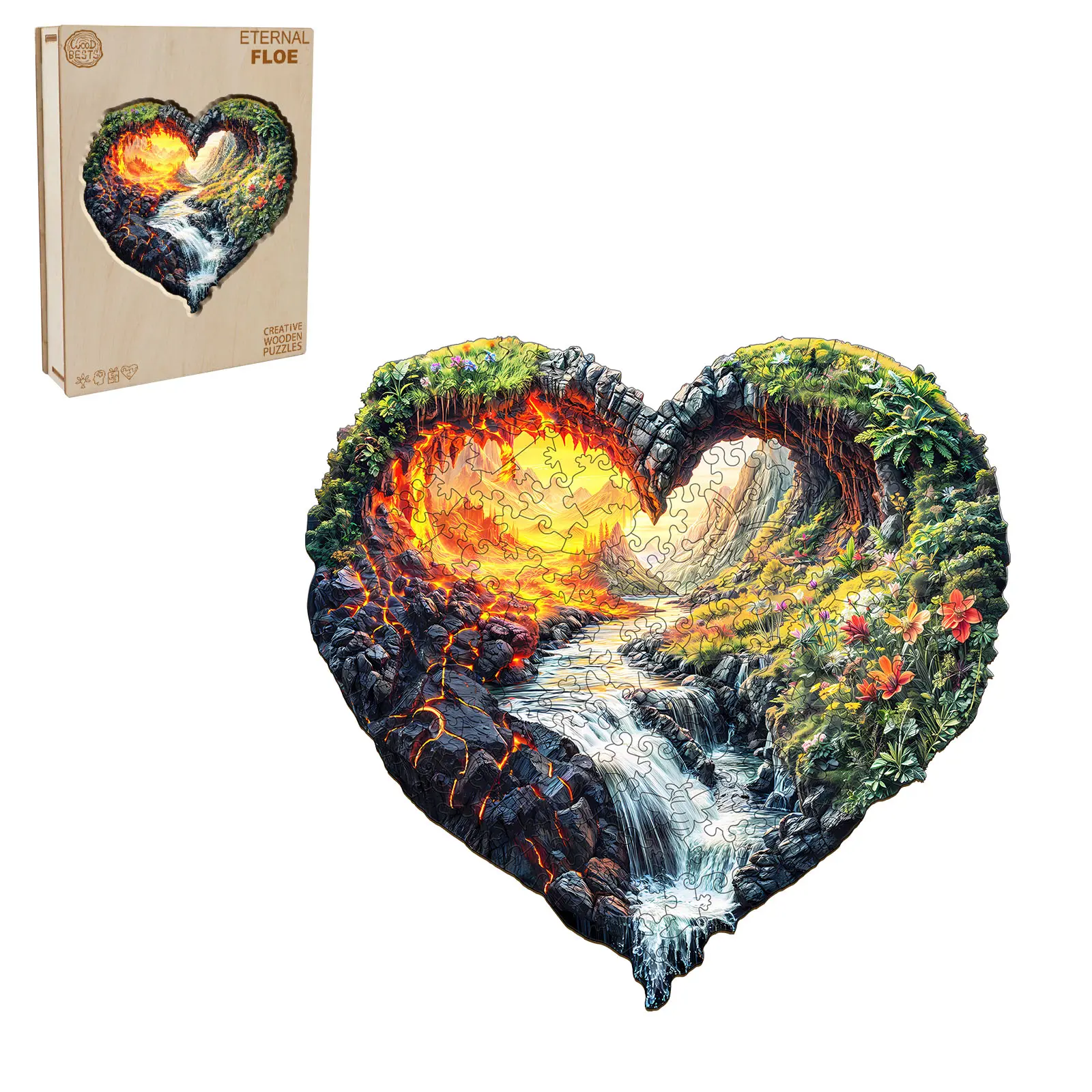 Eternal Floe Wooden Jigsaw Puzzle for Adults and Kids Unique Shape Animal Wood Puzzles Challenging Puzzle, Family Game Creative Gifts，Laser-Cut Durable HDF Wood Puzzle