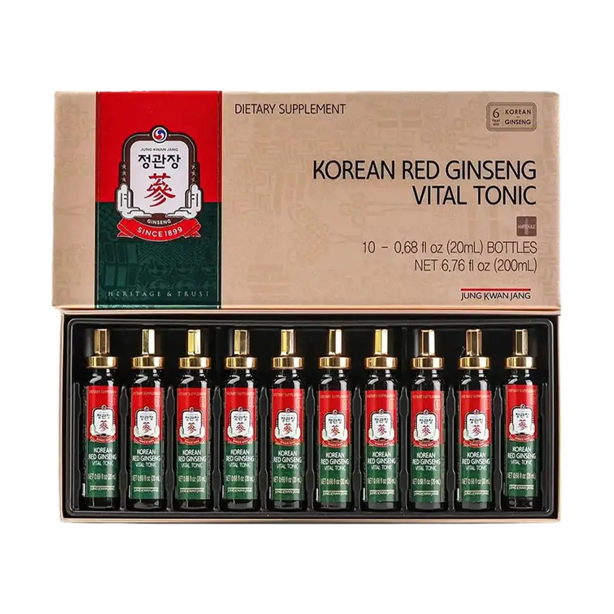 JungKwanJang Korean Red Ginseng Vitality Drink | 1000mg Jujube Extract, 20ml x 10 Vials | Boost Energy & Immunity