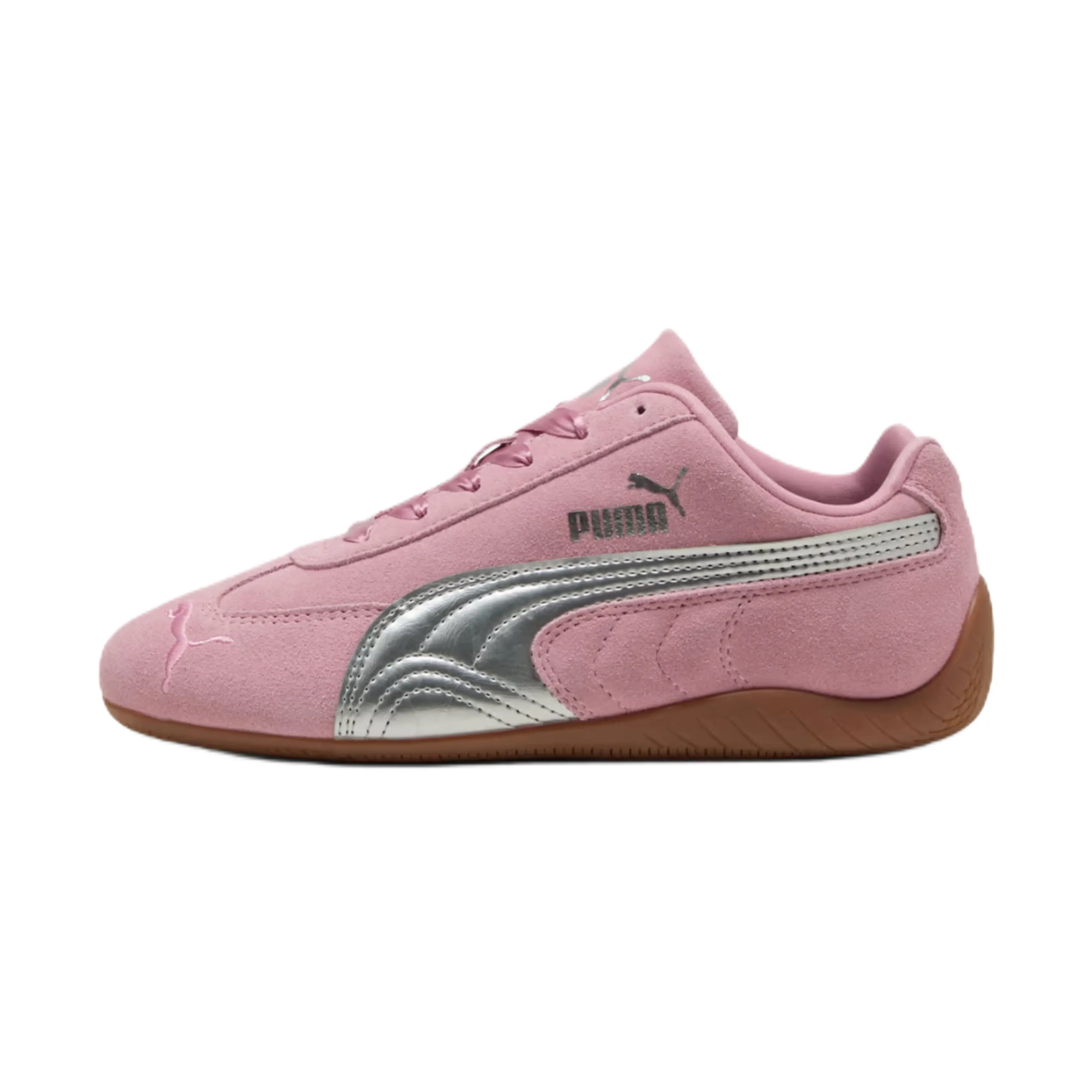 Puma Speedcat Metallic 'Metallic Pack-Poised Pink Silver' Women's Casual Walking Sneakers - Sporty Chic, Soft Pink Leather, Bold Retro Style, Retro-Inspired Performance Youth Lifestyle Footwear, Standout Streetwear, Low Profile, Rubber Sole, Retro Motorsp