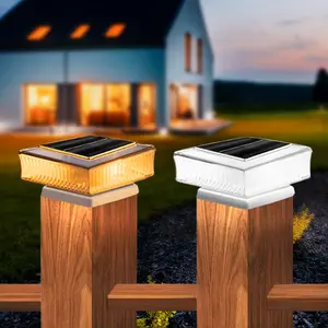Outdoor Solar Column Light with Dual Warm and Cool Colors, Adjustable Color Temperature for Garden Porch Deck and Steps, Decorative Solar Post Cap Light, Patio Lighting