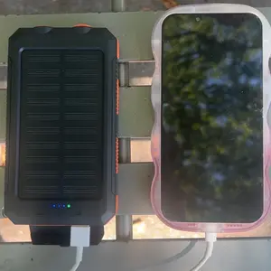 Portable Solar Mobile Phone Charger, Camping External Battery Charger For Mobile Phones, 2 USB/ LED Flashlights With Compass For Outdoor Activities, Portable Solar Power Bank
