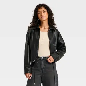 Women's Faux Leather Bubble Jacket - Universal Thread Women's Faux Leather Bubble Jacket - Universal Thread