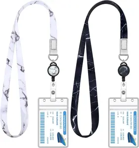 2 count Cruise Lanyard for Ship Cards Marble Lanyards with Retractable Badge Reels  ID Badge Holder Cruise Essentials Accessories