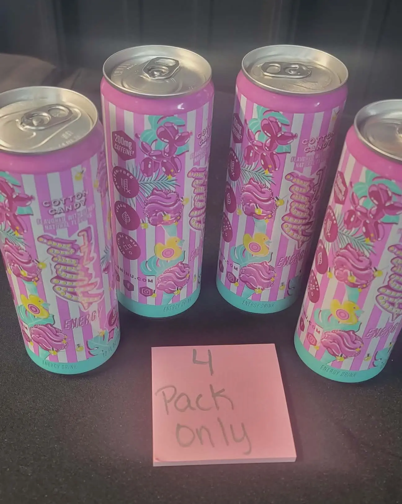 4 PACK | Alani Nu Energy Drink | Cotton Candy | 4 PACK | 12 fl. ounces | 200mg of Caffeine | 4 PACK |