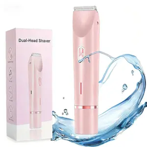 Portable Women's Dual-Head Hair Trimmer, Multifunctional Two-In-One Pubic Area Shaver, Electric Epilator for Bikini Line & Underarms