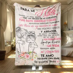 Modern Letter-Print Thickened Flannel Blanket with Classic Floral Pattern, Warm & Cozy Nap Throw for Bed and Sofa, Stylish Decorative Blanket for Home & Office, Soft & Cozy Chic Blanket, Personalized Flannel Blanket # GLOBAL PICKS