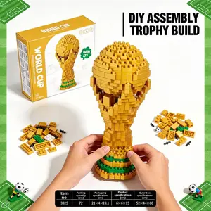World Cup Trophy Micro Particle Building Blocks, DIY Soccer Fan Collectible Model, Gift for Kids
