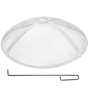 【fathersdaygift】VEVOR 30" Round Stainless Steel Fire Pit Spark ScreenReinforced Heavy Duty Metal CoverEasy-Opening Top Lid with Ring Handle for Outdoor Patio Backyard Fire PitsStainless Steel Firepit