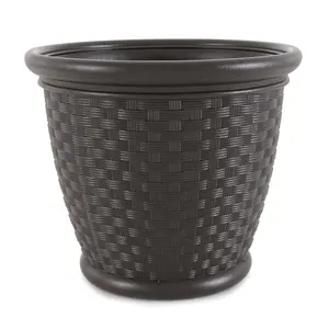 Suncast Sonora 18 Inch Resin Wicker Decorative Yard Garden Flower Planter, Brown Suncast Sonora 18 Inch Resin Wicker Decorative Yard Garden Flower Planter, Brown