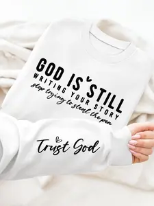 Women's Letter Print Crew Neck Sweatshirt, Casual Long Sleeve Pullover, Women's Fall & Winter Clothes for Daily Wear