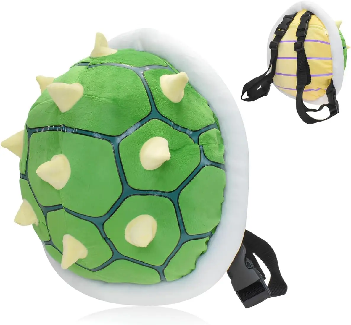 Green Backpack Ultra Yellow Spiked Turtle Shell Backpack Role Play Costume Accessory Prop Soft Stuffed Cartoon Toy 11.4 inchGift.
