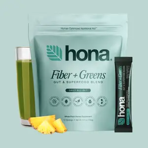 HONA Fiber + Greens | Supports digestion, gut health & energy | Fiber powder with prebiotics, probiotics & super greens, 8g fiber per serving