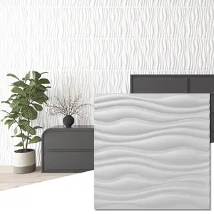 Art3d 3D Wall Panels, Wave Design, 19.7"x19.7", 12-Pack (32 Sq.Ft) - PVC Decorative Panels for Interior Wall Decor Tiles Sticker