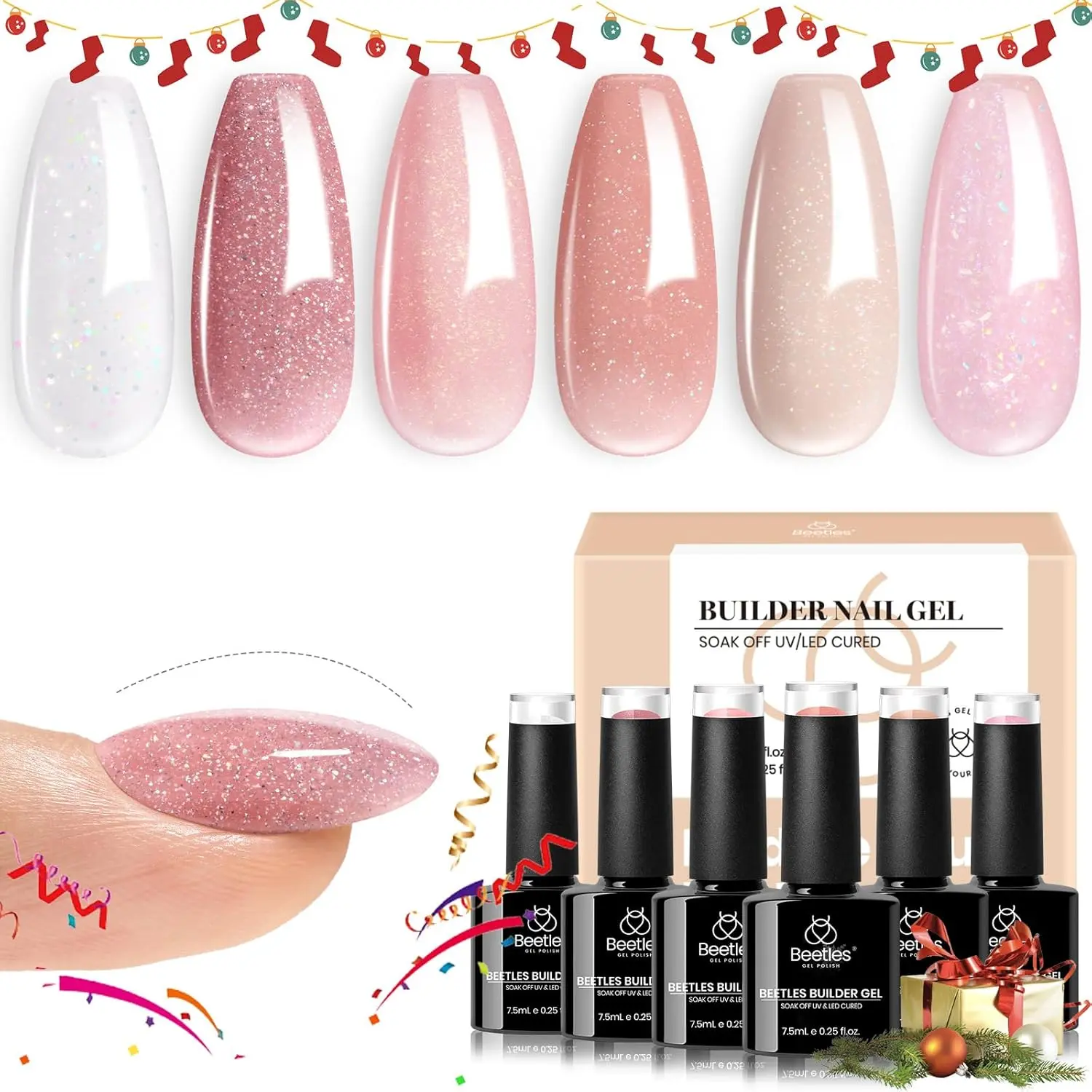 Builder Gel Nail 6 Colors Set Subtle Shimmer-7.5ml