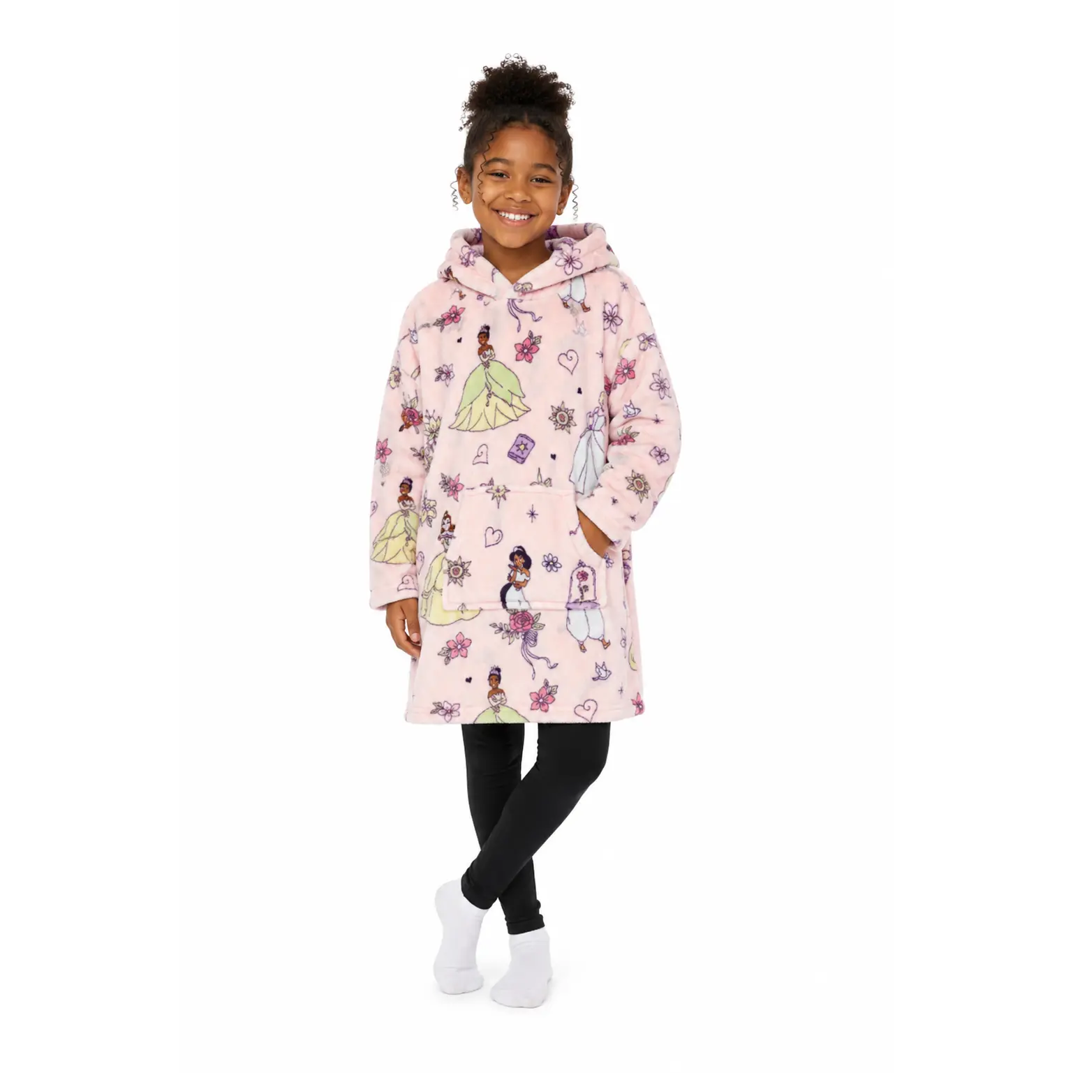 Jay Franco Officially Licensed Classic Disney Wearable Hooded Blanket Featuring Lilo and Stitch, Winnie the Pooh, Mickey Mouse, Minnie Mouse, and Disney Princess