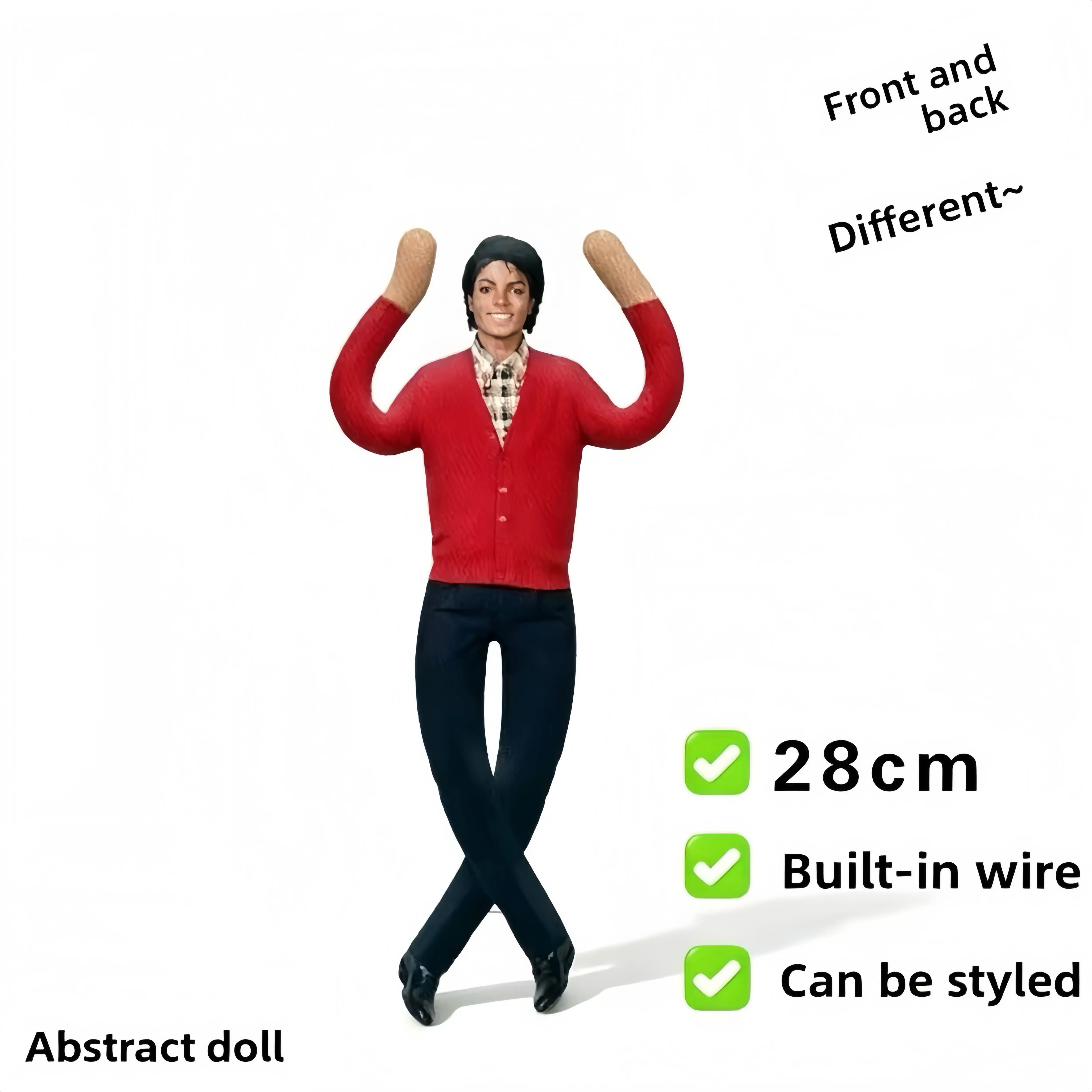 Michael Jackson Abstract Jointed Plush Doll - MJ Action Figure Toy, Role-Playing Prop, Room Decor Gift for Toys & Hobbies Enthusiasts
