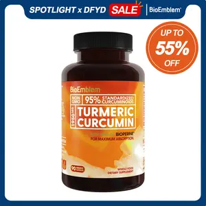 BioEmblem Turmeric Curcumin Supplement | 95% Curcuminoids with BioPerine | High Absorption Formula | Organic Turmeric | Non-GMO