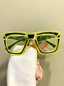 Unisex Fashionable Tinted Lens Square Frame Eyeglasses, Trendy Casual Eyeglasses for Everyday Use, Casual Fashion Frames, Fashion Accessories for Outdoor Activities