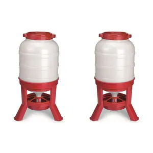 Little Giant 60 Pound Feed Heavy Duty Poultry Chicken Gravity Feeder (2 Pack)