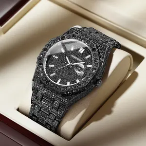 Dayand Night Women’s Watch, Luxury 42mm Quartz Analog with Full Moissanite Dial and Alloy Strap, Water-Resistant for Business Casual Wear, Quartz Analog Watch