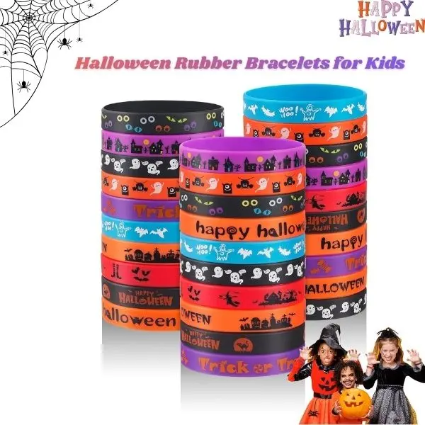30 PCS Halloween Rubber Bracelets for Kids, Silicone Halloween Wristbands Bulk, Party Favors, Trick or Treat Goodie Bag Fillers, Classroom Prizes, Halloween Gifts for Kids & Teens