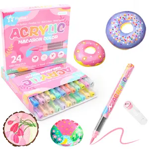Acrylic Paint Markers, Macaron Series Set, Soft Brush Tip Water Based, Acrylic Drawing Markers, Straight liquid Markers for Wood, Canvas, Rock Painting, Glass, Diy Crafts, Fabric Paint
