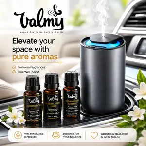 Valmy Waterless Car & Home Diffuser Kit – Includes 3 Premium Fragrance Oils