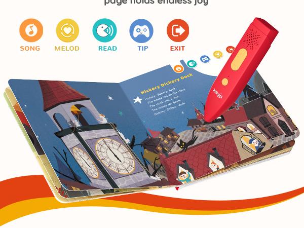 KOKODI Talking Pen Book Set for Kids - Fun, Diverse Interactive Kids Learning Materials with English Words, Mother Goose Nursery Rhymes, 700+ Touch Points, Songs, Sounds, Games, Screen-Free Learning Toy, Toddler Gift