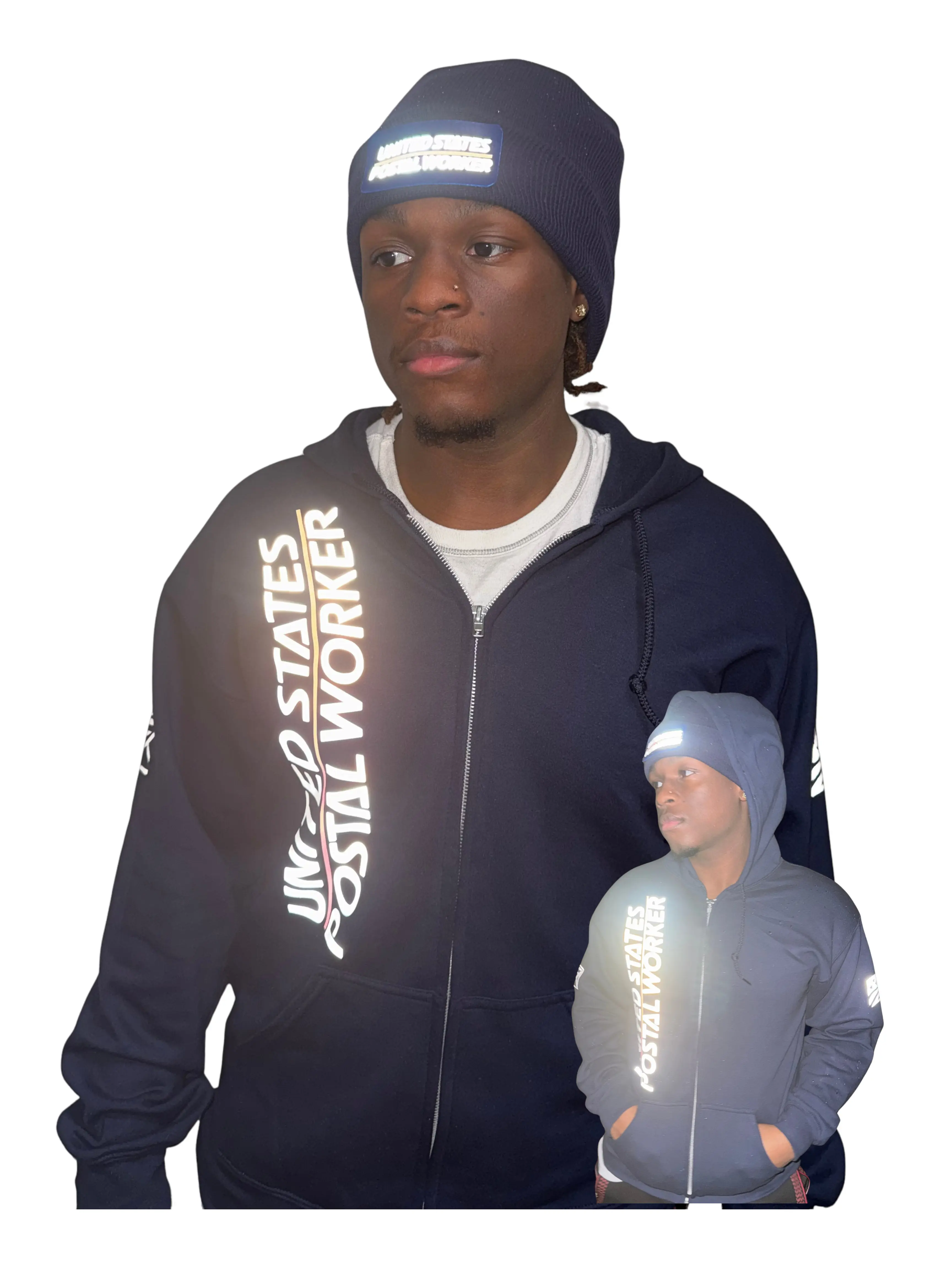 Reflective Postal Zip Up | Choose Logo | Delivery Worker Carrier | Zipper Hoodie Coat Jacket