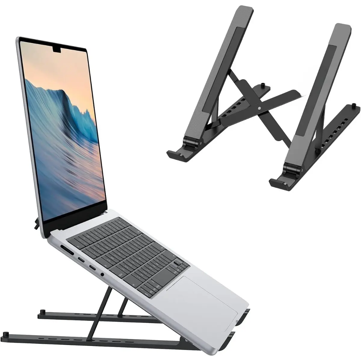[New Deal] Portable Laptop Desk, 7-Level Height Adjustable ABS Holder, Fits 10-15.6" Laptops & iPad Models
