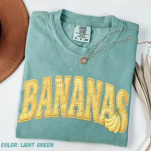 Comfort Colors PRINTED Patchwork Banana Baseball T-Shirt, Funny Banana Sports Tee, Vintage Banana Team Shirt, Baseball Lover Gift, Summer Game