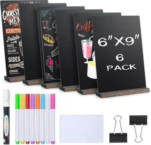 1Set Small Chalkboard Words Sign, 6 x 9 Inch Tabletop Decorative Chalk Board, Mini Double-Sided Erasable Message Menu Board for Food, Business, Wedding, Party