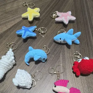Handmade Cotton Marine Animal Keychains - Unique Crochet Designs for Keychains, Perfect for Gifts and Decor