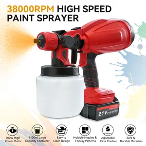 HVLP Paint Sprayer, Corded/Cordless Option, Brass Nozzle, 3 Spray Modes for DIY Home Renovation,SummerVibes