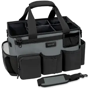 Noelen Gad Black Grey Cleaning Bag Portable Large Capacity Storage Bag Wearable Cleaning Bag Cleaning Supplies Handbag Adjustable Storage Net Cleaning Bag Cloth Belt Windproof Bag