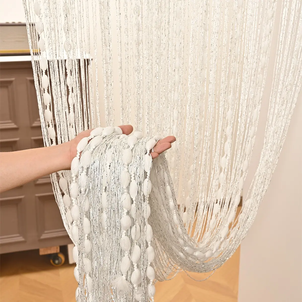 1pc Crystal Decorative Tassel Home Decoration Curtain, Modern Beaded Window Drapes for Home & Office, Elegant Room Divider Design, Bead Curtains