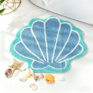 Shell Shape Bathroom Rug, Highly Absorbent, Soft and Fluffy, Ocean Theme Decor, Non-Slip Bath Mat, Perfect Gift