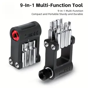 9-in-1 heavy-duty multifunctional bicycle repair tool set, equipped with a CO2 inflator and portable pump - foldable compact toolbox, includes a screwdriver, hex key, plastic and metal tools - suitable for road bikes, mountain bikes, and hybrid bikes