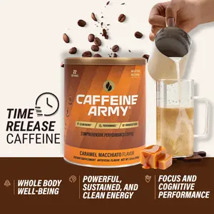 Caramel Macchiato Caffeine Army Functional Coffee with Time-Release Caffeine, MCTs, Collagen, Adaptogens & Vitamins for Energy, Focus, Mood, Beauty & Metabolic Support- 22 Servings, Sugar-Free, Gluten-Free, Keto-Friedly Beverage