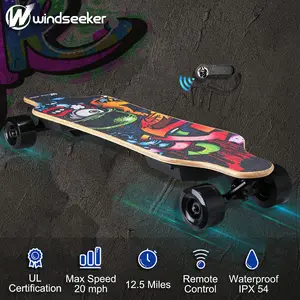 Electric skateboard 35KM/H Fast Speed | 30KM Range | 450W Brushless Motor | Lightweight 6.2KG Longboard for Commuting | Beginner Four-Wheel Graphic Cruiser Skateboard Skateboard Men and Women Professional Single Deck Longboard