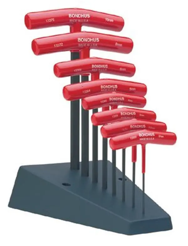212 MAIN Bondhus 116-13389 8-Pc Metric T-Handle Wrench Set with Cushion Grip, Steel Hex Tips, Included Stand, 2-10 Mm Sizes (2, 2.5, 6 & 10 Mm Highlighted), 6 Mm