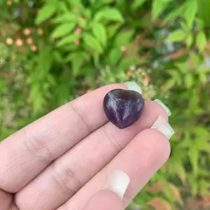 Amethyst mini heart crystal carving