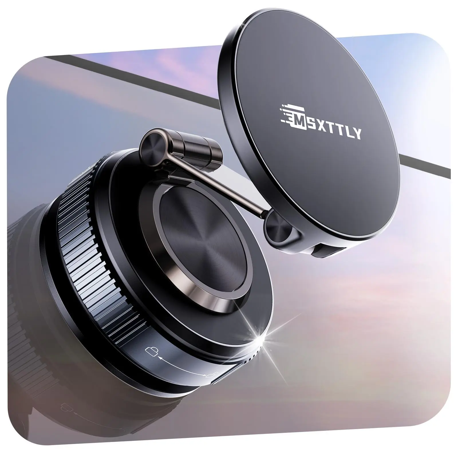 MSXTTLY 2026 Vacuum Magnetic Phone Holder, Strong Vacuum Suction Car Mount for MagSafe, 360° Rotatable Foldable Phone Stand, Universal Smartphone Holder for Car, Desk, Gym and Home