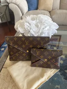 Pre-owned Louis Vuitton Coated Canvas Pochette Set Monogram Pochette Kirigami Large and Medium Pochette