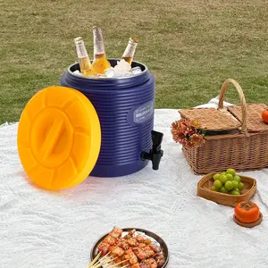 13L Insulated Beverage Dispenser Stainless Steel Hot Cold Drink Server with Faucet for Party Catering Coffee Shop Restaurant Buffet Blue