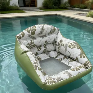 Large Inflatable Water Sofa, Tropical Style Float with Cup Holder, Minimalist Pool Chair, 3-In-1 Inflatable Pool Toy, Outdoor Use, Pool Float Chairs, Inflatable Pool Lounge, Pool Float Lounger